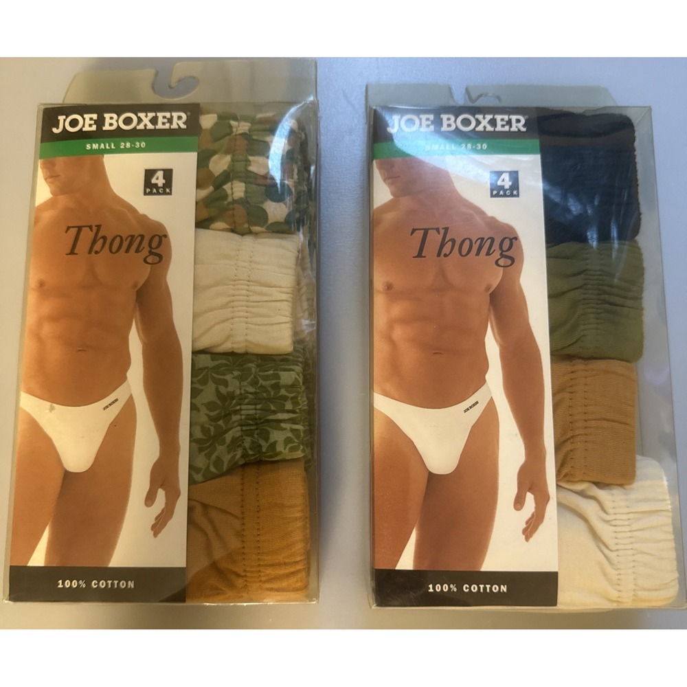 2 packs NEW Vintage Joe Boxer Men's 4 Pk Thong Briefs Underwear Size Small RARE